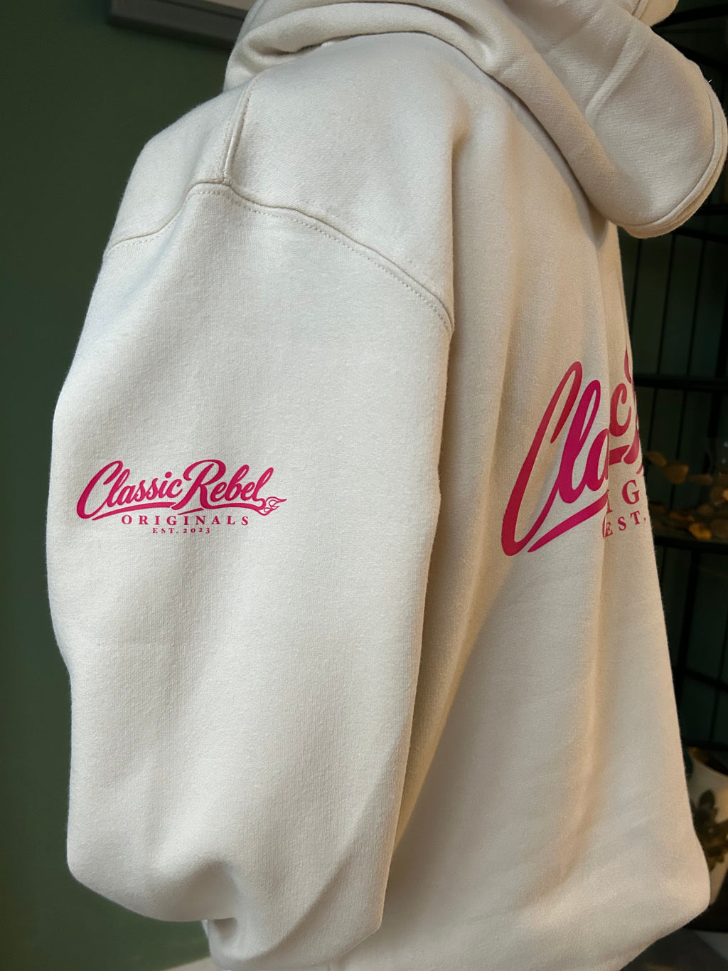Classic Rebel Originals Hoodie – Ivory / Candy Pink