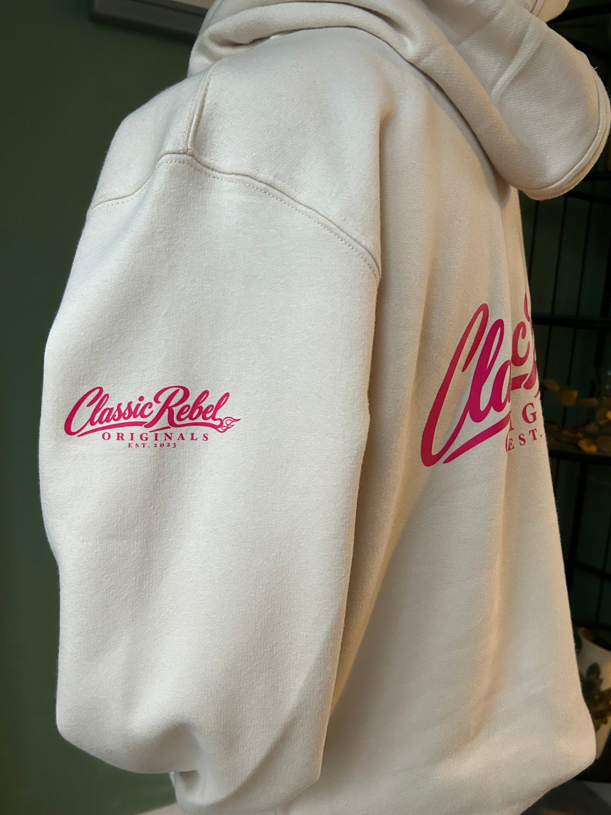 Classic Rebel Originals Hoodie – Ivory / Candy Pink