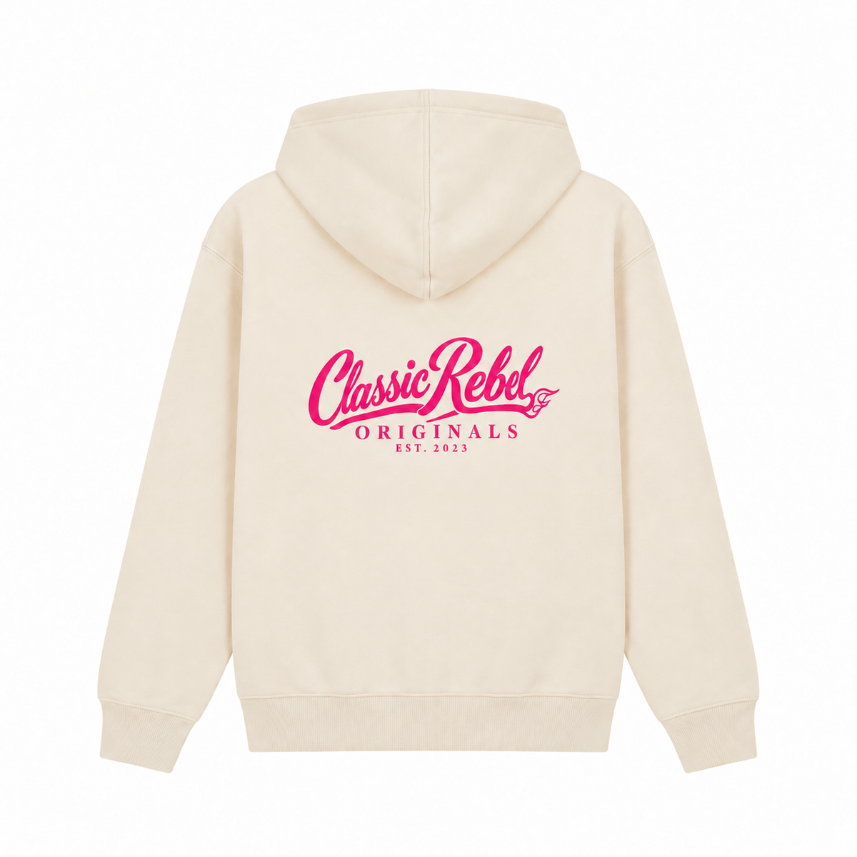 Classic Rebel Originals Hoodie – Ivory / Candy Pink