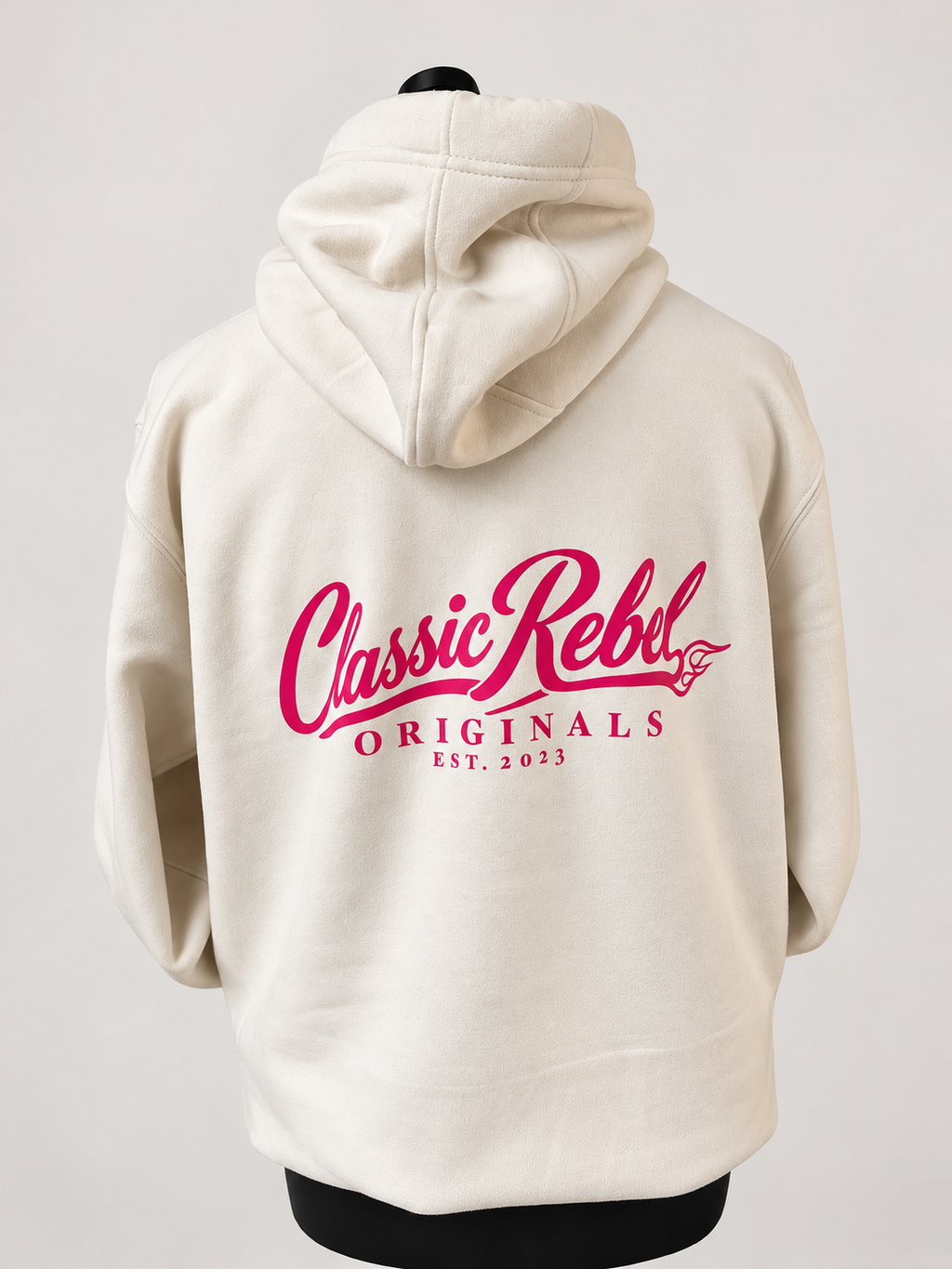Classic Rebel Originals Hoodie – Ivory / Candy Pink