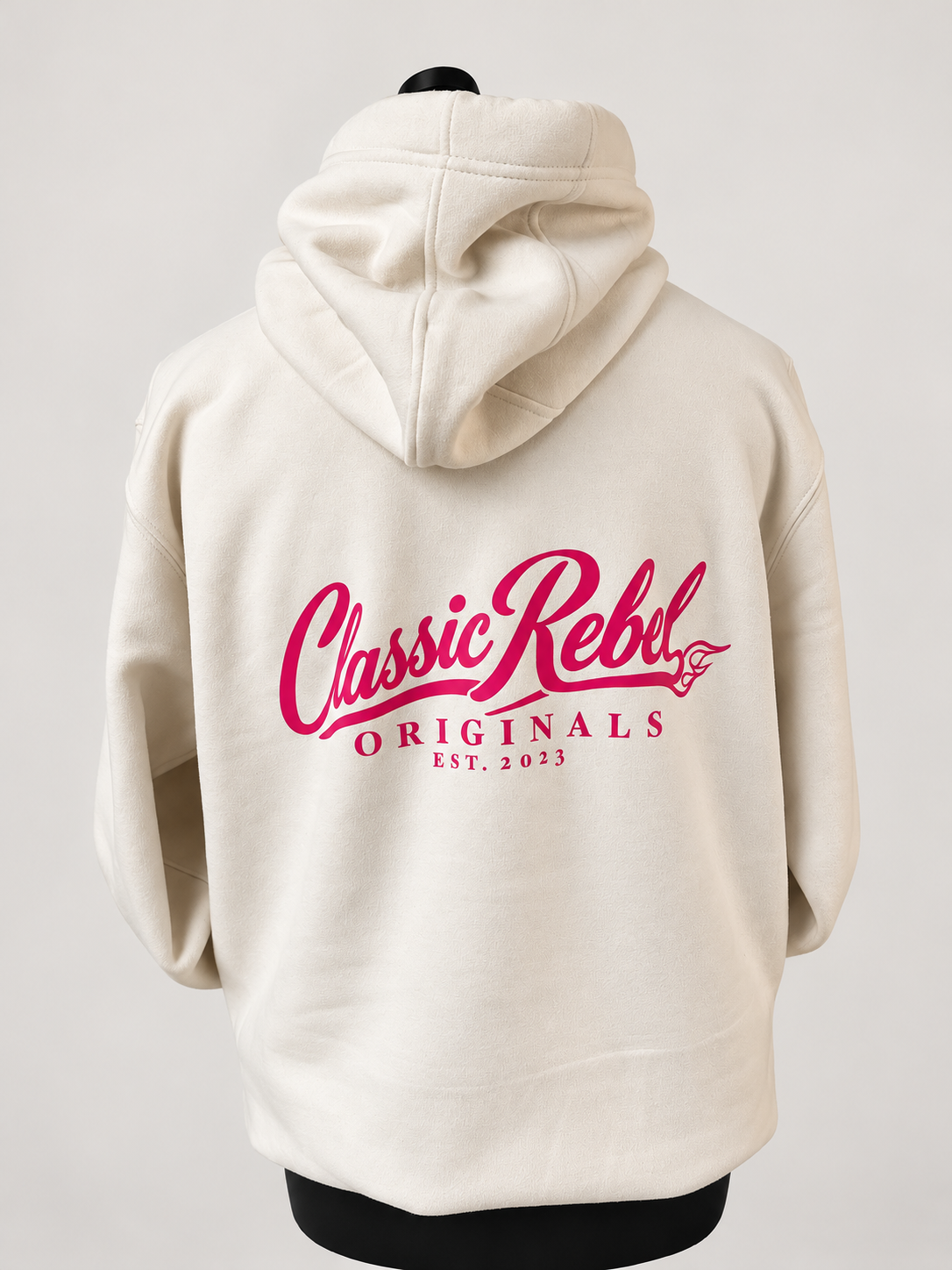 Classic Rebel Originals Hoodie – Ivory / Candy Pink